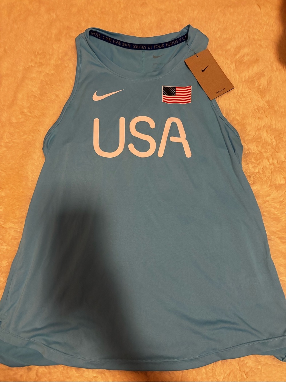 Nike Women’s Light Blue USA Tank Top with Flag Patch